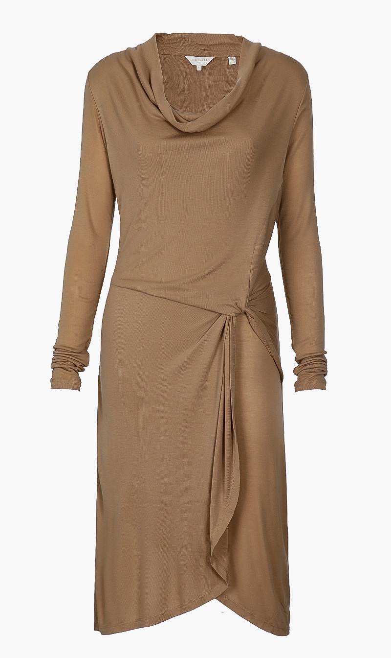 Jersey Drape Long Sleeve Dress