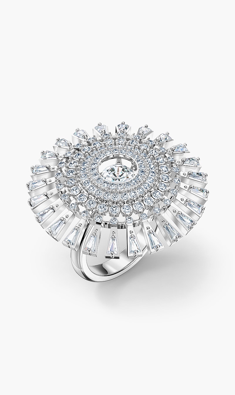 SWAROVSKI Sparkling Dance Dial Up Ring, White, Rhodium Plated