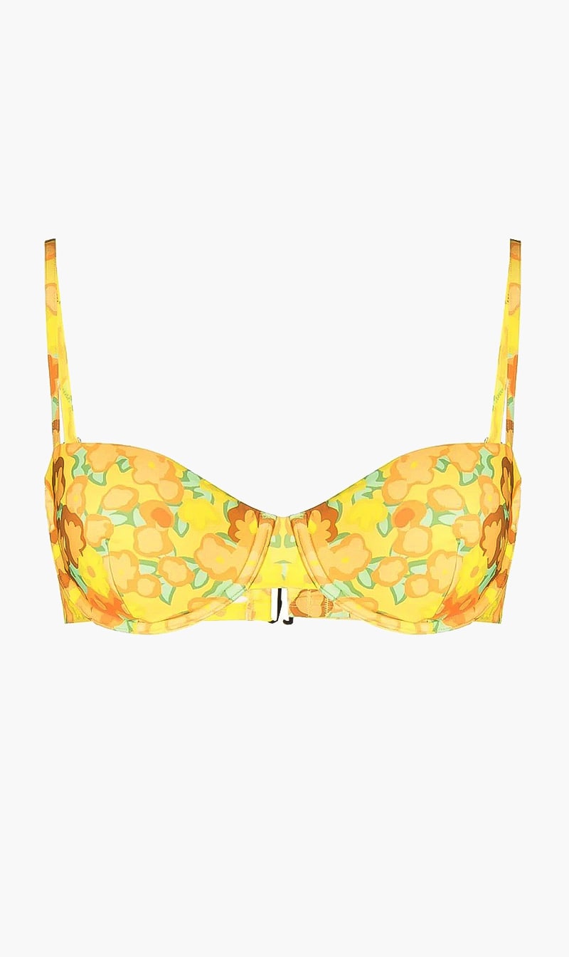 Printed Underwire Bikini Top, Yellow