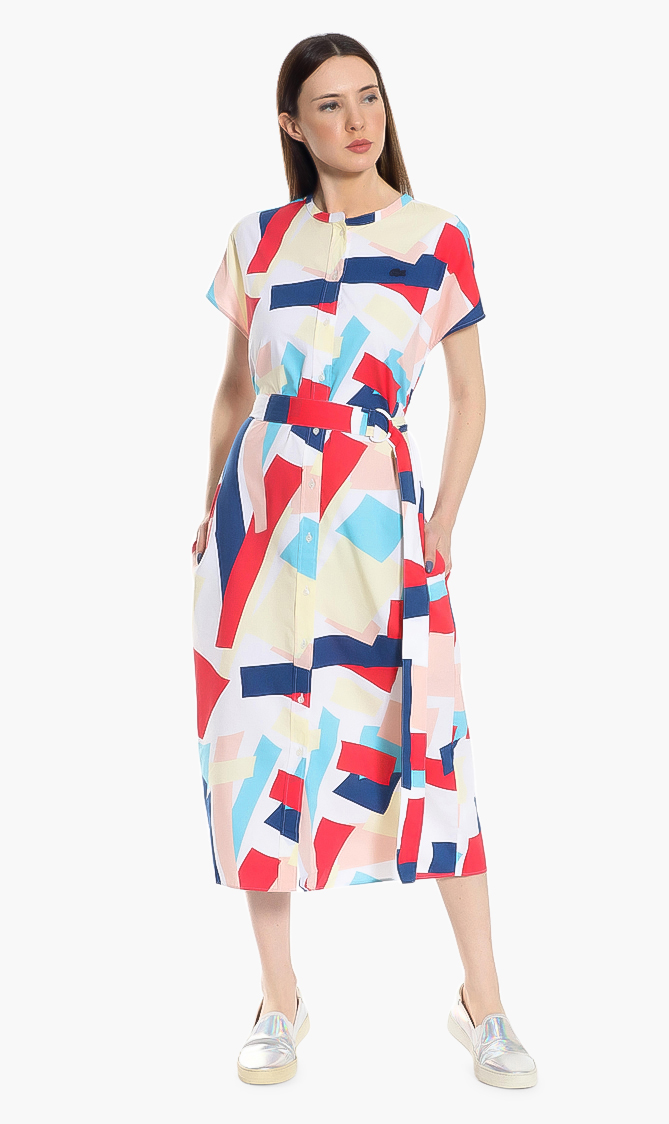 LACOSTE Geometrical Coloured Shirt Dress