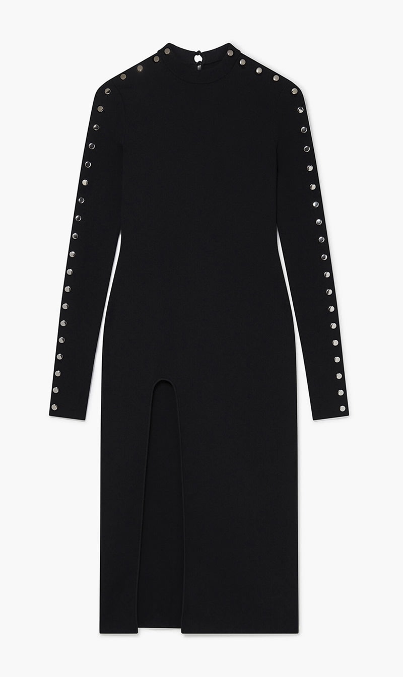 Stella Mc Cartney Black Long Sleeve Leg Slit Midi Dress for Women | The Deal Outlet
Stella Mc Cartney Black Long Sleeve Leg Slit Midi Dress for Women | The Deal Outlet
