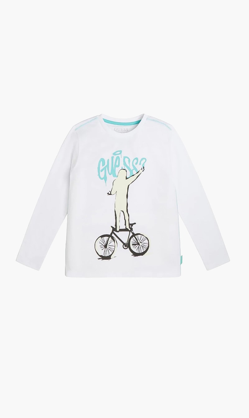 Guess logo long sleeve tshirt | the deal outlet, White