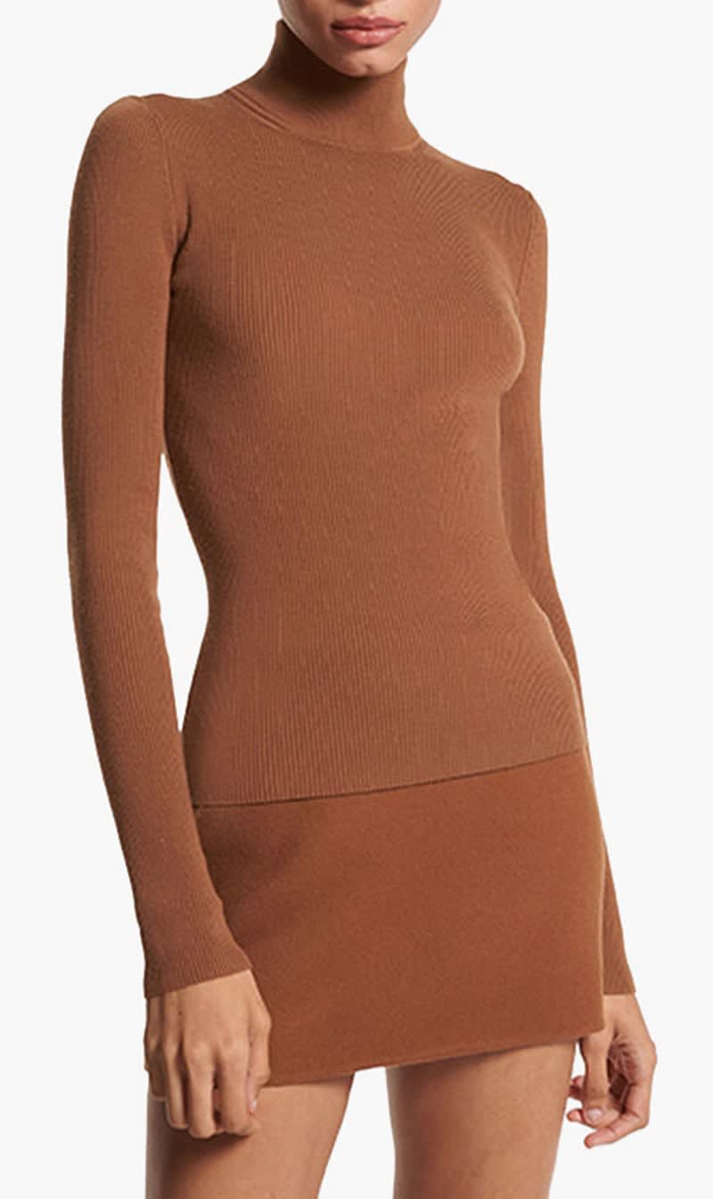 Michael Kors Brown Ribbed Stretch Merino Wool Turtleneck Sweater for Women | The Deal Outlet
Michael Kors Brown Ribbed Stretch Merino Wool Turtleneck Sweater for Women | The Deal Outlet