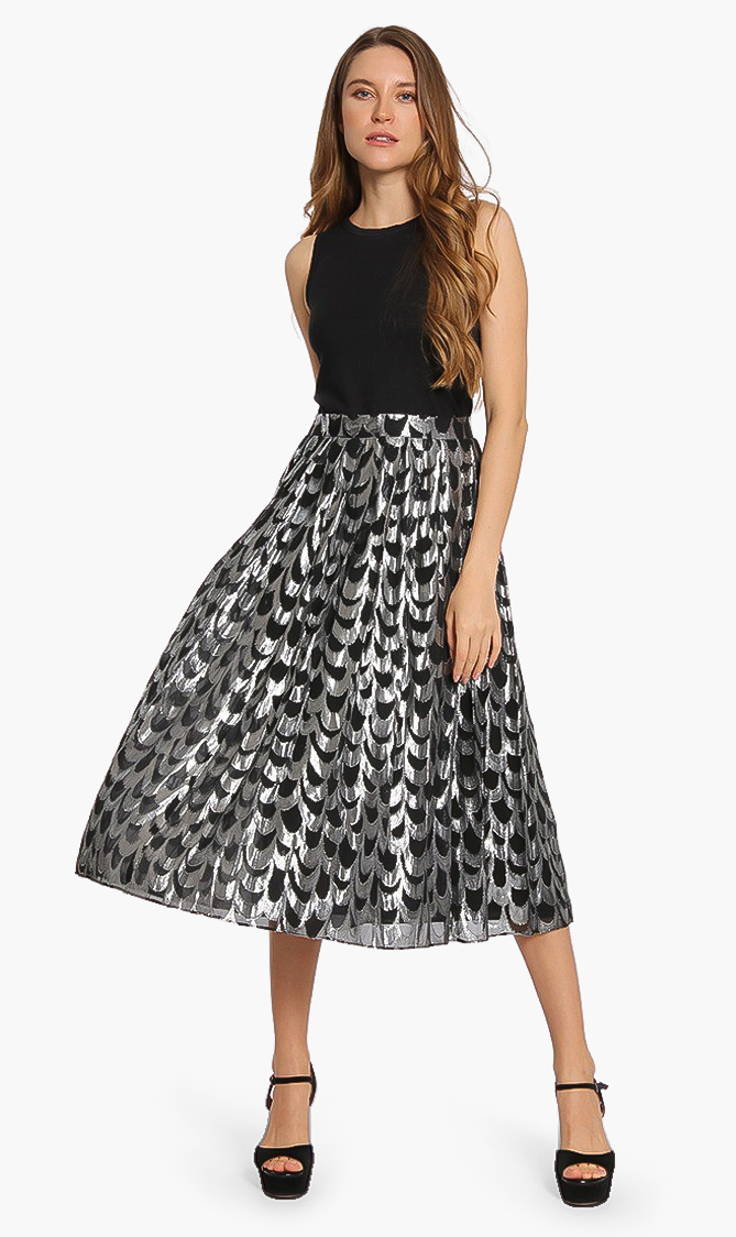 Michael Kors Scalloped Silk Jacquard Skirt