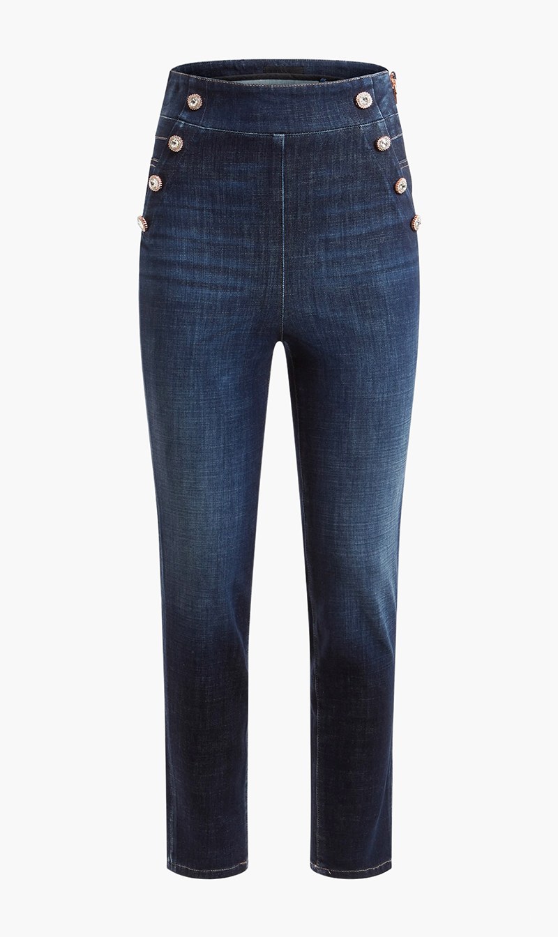 Exposed Buttons Denim Pant