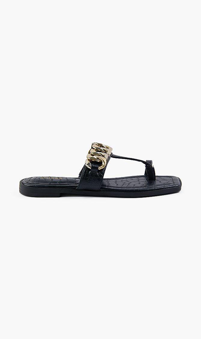 Guess Black Ariya Flat Sandals for Women | The Deal Outlet