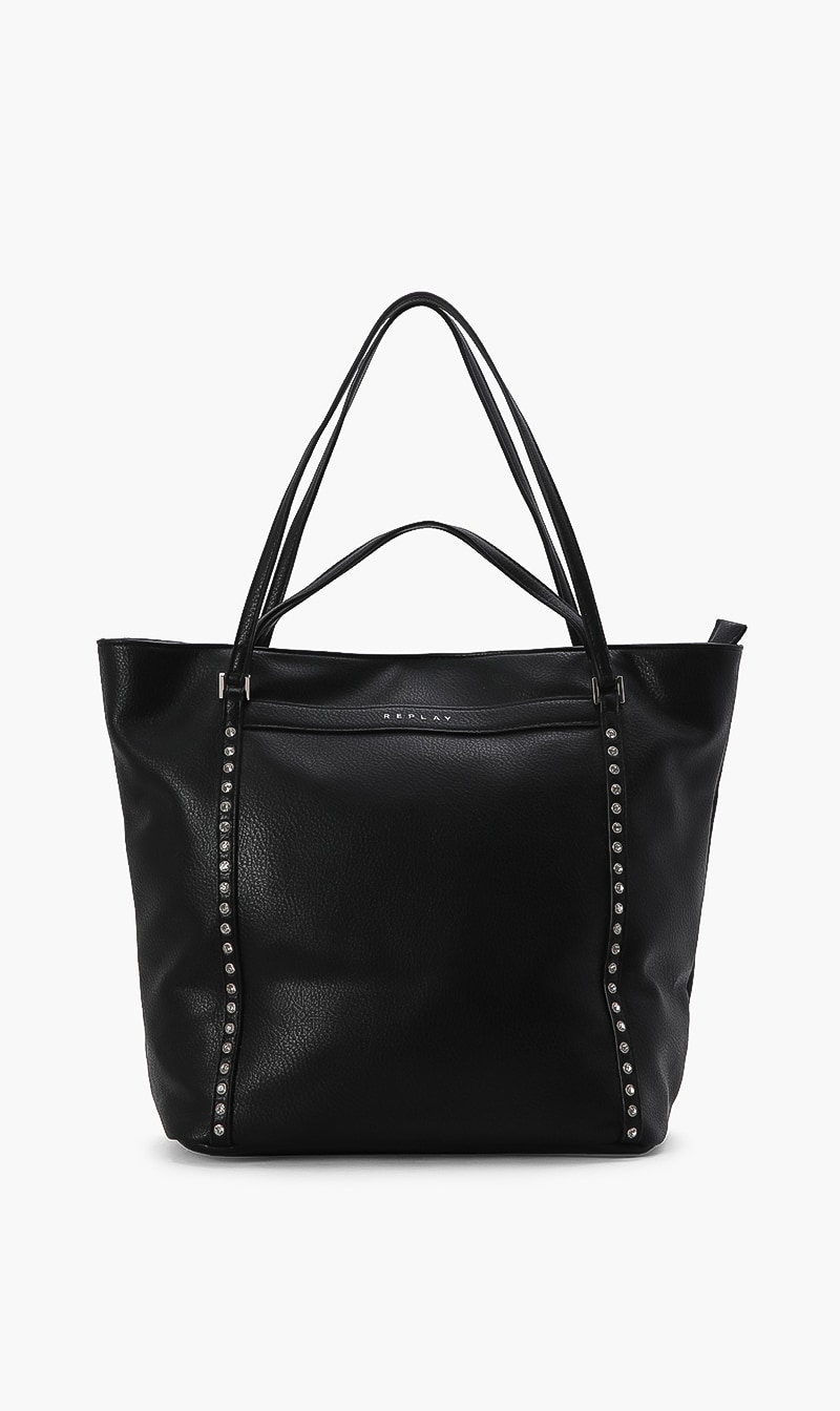 Replay Solid Leather Tote Bag