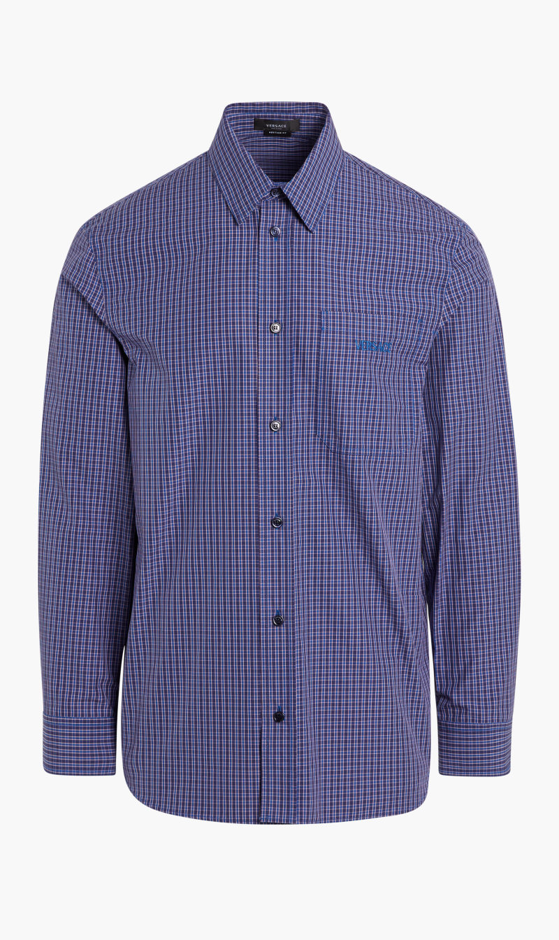 Versace shirt ls informal check versace emb logo | the deal outlet, Blue