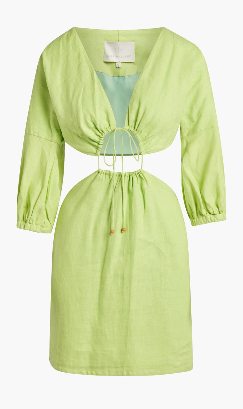 Cala De La Cruz Green Ilana Dress-puff Sleeve Mini Dress With Center And Side Cutouts And Elastic Waist for Women | The Deal Outlet
Cala De La Cruz Green Ilana Dress-puff Sleeve Mini Dress With Center And Side Cutouts And Elastic Waist for Women | The Deal Outlet