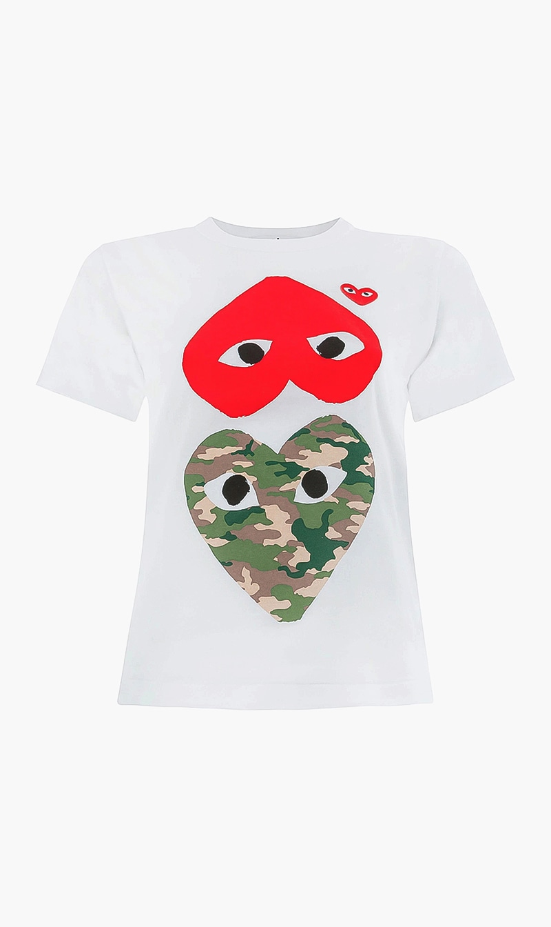 Play Camouflage Heart Print T-shirt, White