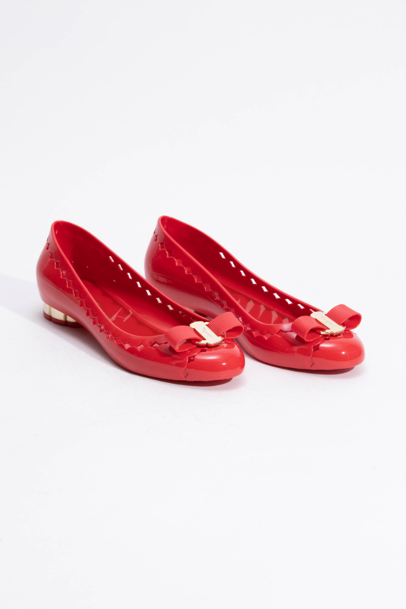 Salvatore Ferragamo Jelly Vara Bow Cutout Flats