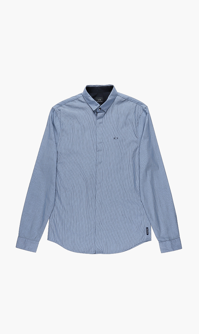 Emporio Armani Slim Fit Micro Stripes Long Sleeves Shirt