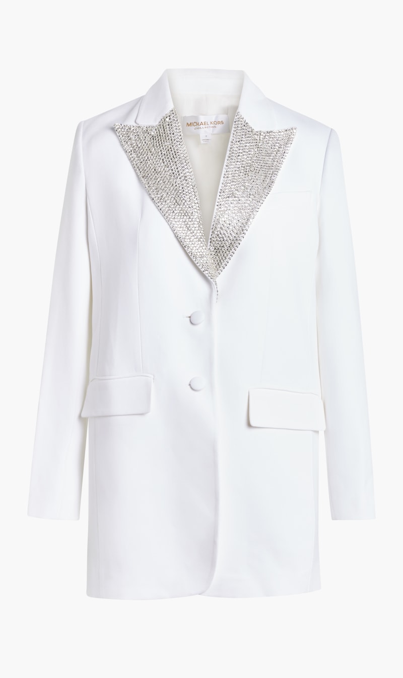 Crepe Sab Crystal Tuxedo, White