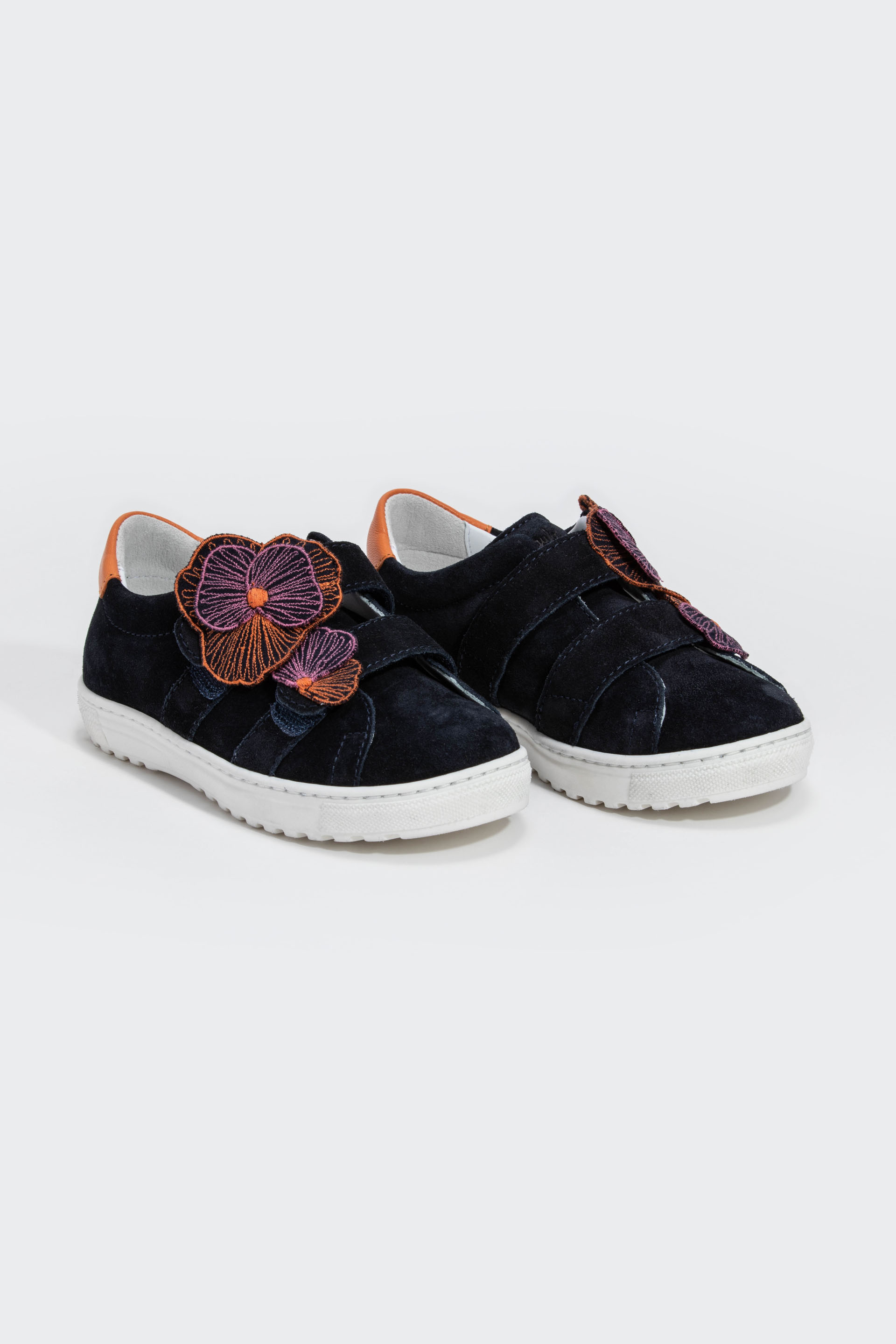 Il Gufo Flower Velcro Strap Suede Sneakers