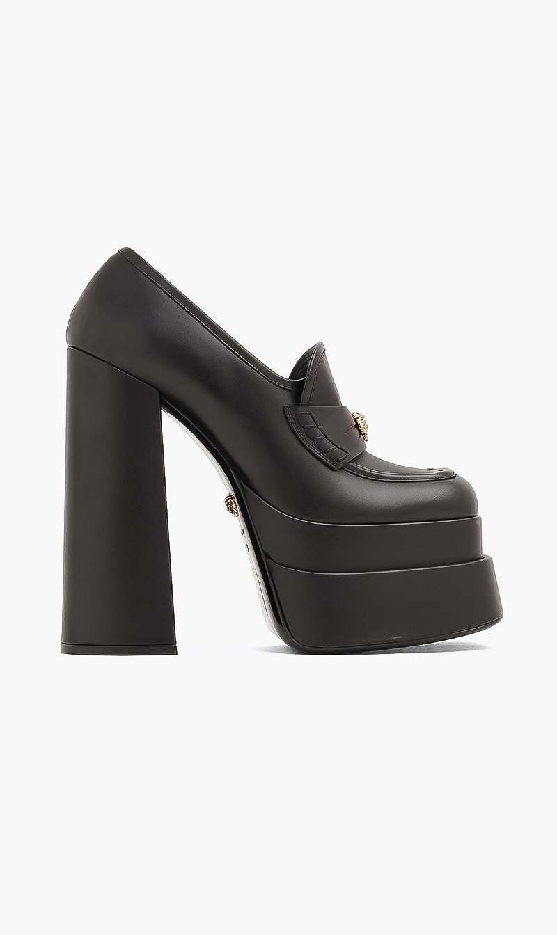 Versace Black Intrico Platform Heels for Women | The Deal Outlet