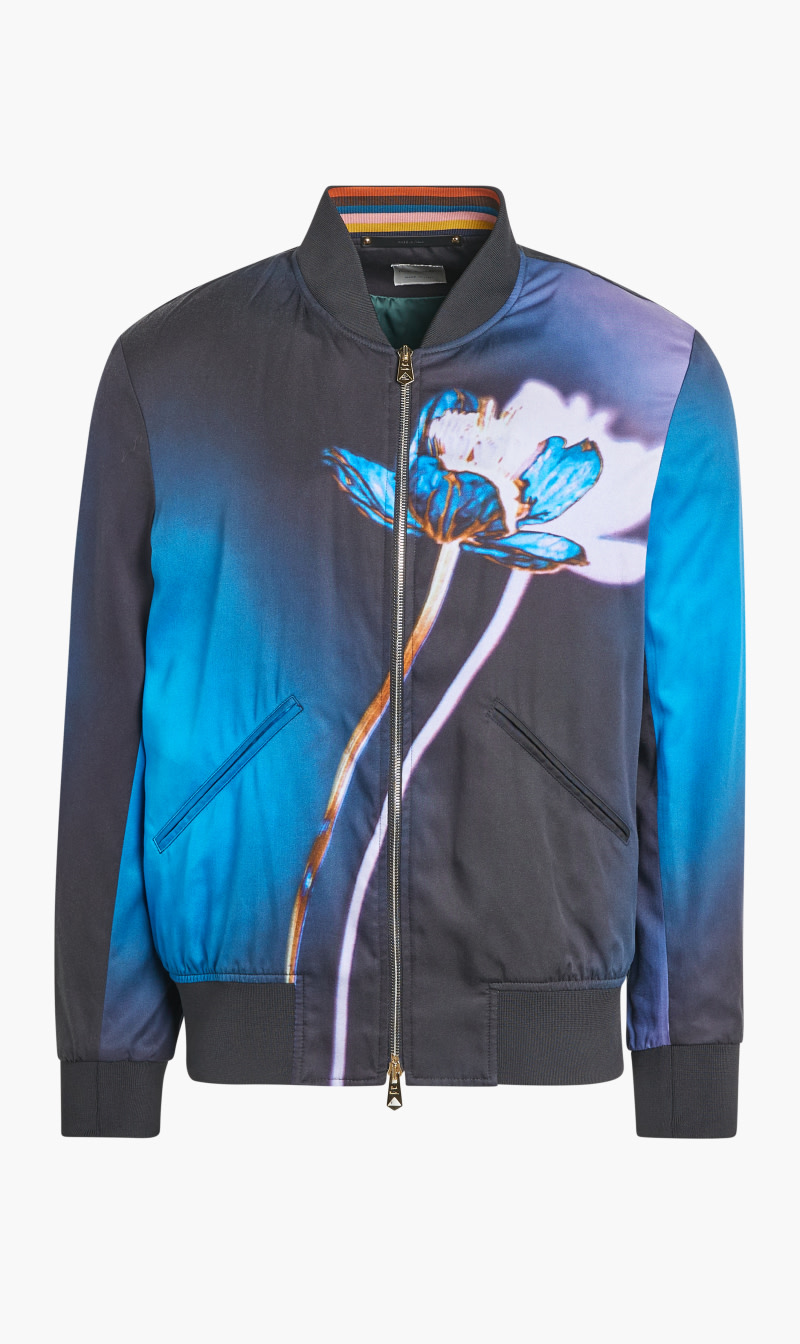 Night Flower Bomber Jacket, Blue
