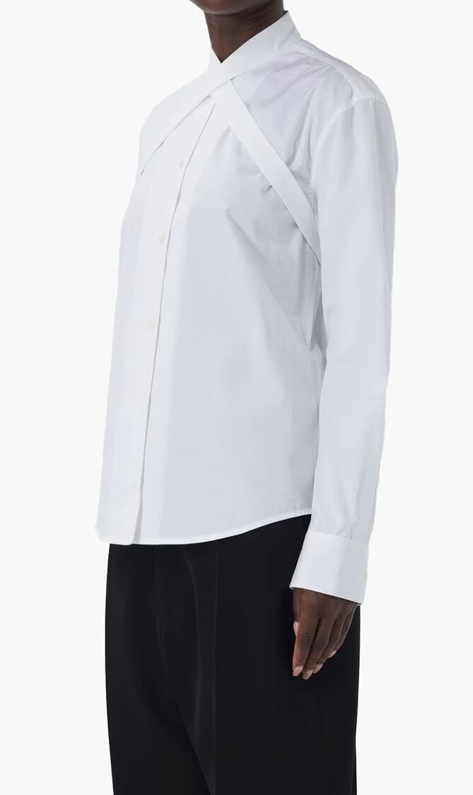 POPLIN CROSS COLLAR SHIRT WHITE WHITE