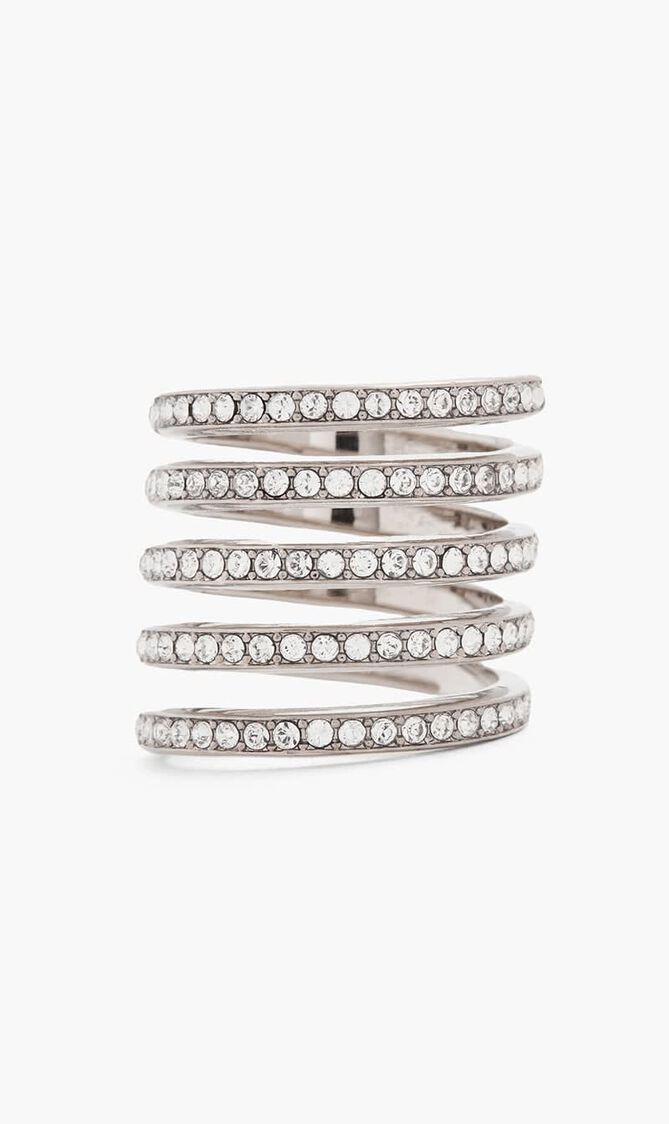 VITTORIA RING WHITE CRYSTALS & SILVER BASE