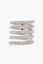 VITTORIA RING WHITE CRYSTALS & SILVER BASE
