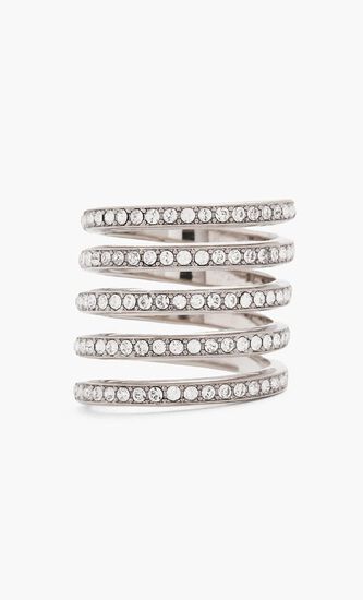 VITTORIA RING WHITE CRYSTALS & SILVER BASE