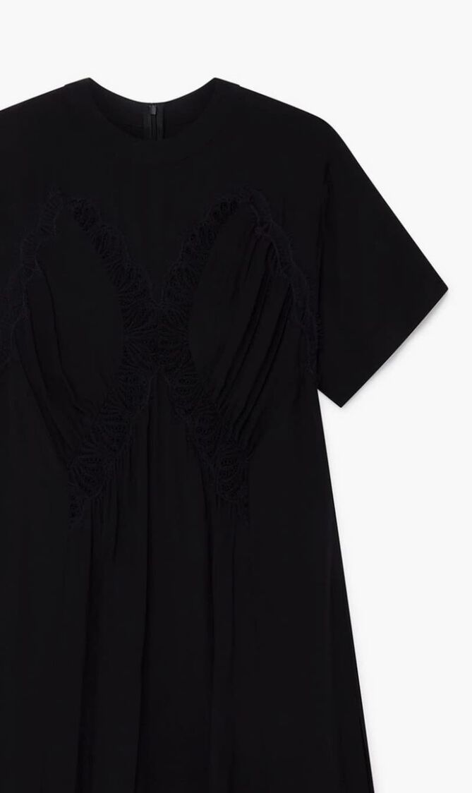Lace-Detail Silk Dress