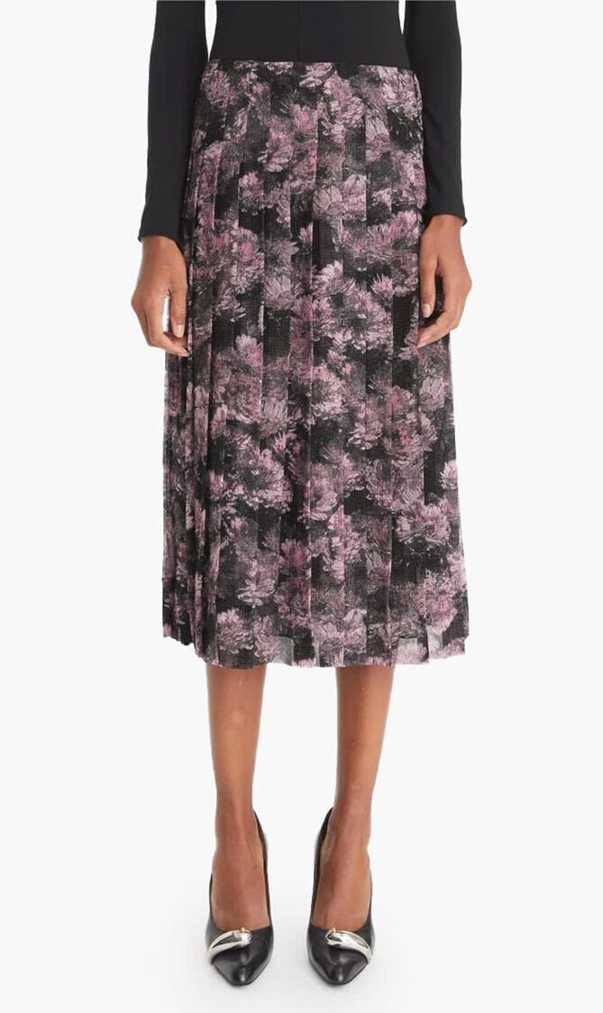 Printed Pleated Silk Skirt