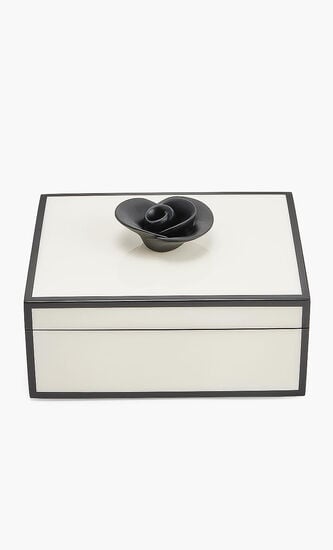 Black Porcelain Flower Handle Box