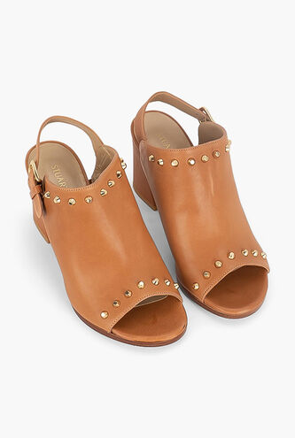 Commodore Studded Leather Mules
