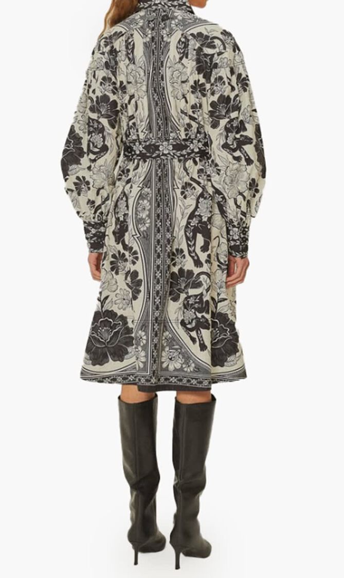 Leopard Collareneck Midi Dress