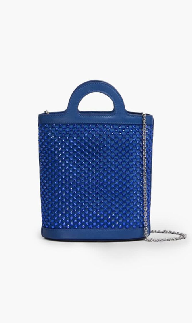 Blue Rhinestone Tropicalia Nano Bucket Bag