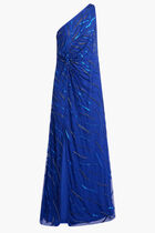 FULLY BEADED ONE SHOULDER MERMAID GOWN