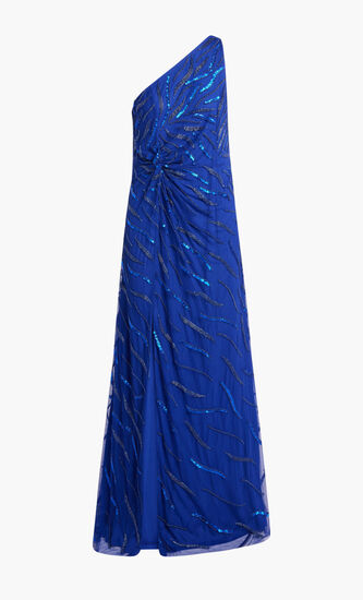 FULLY BEADED ONE SHOULDER MERMAID GOWN