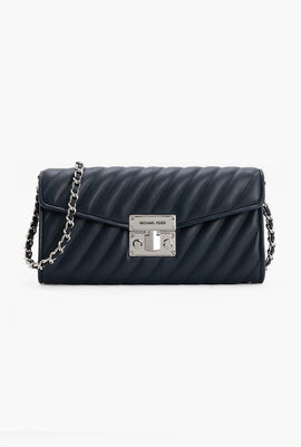 Quilted Twill Medium Elongated Clutch