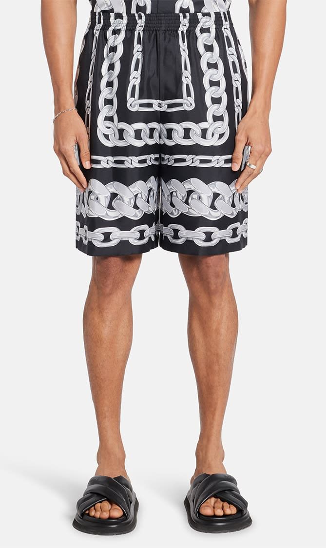 SHORTS MEDUSA CHAINS PRINT SILK TWILL