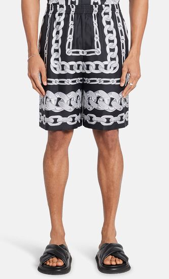 SHORTS MEDUSA CHAINS PRINT SILK TWILL