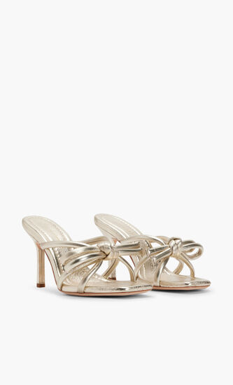 LEATHER BOW HEELED SANDAL
