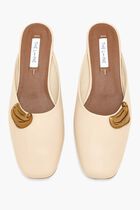 BACKLESS FLAT MULE WITH BROOCH