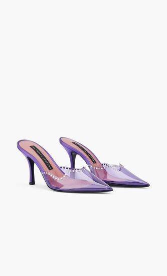 Pvc Sabot Medium Heel+Crystal