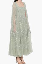 Scatter Dot Cape Sleeves Ankle Gown
