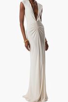 Stretch Deep V Neck Evening Dress