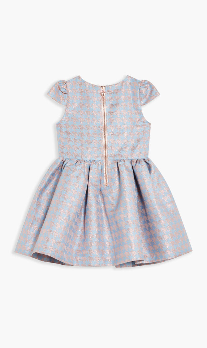 CHESS HOUNDSTOOTH DRESS BLUEROSE GOLD