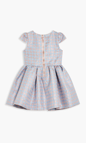 CHESS HOUNDSTOOTH DRESS BLUEROSE GOLD