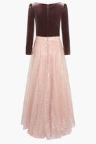 VELVET TOP & SEQUINED GLITTERED TULLE LONG SKIRT