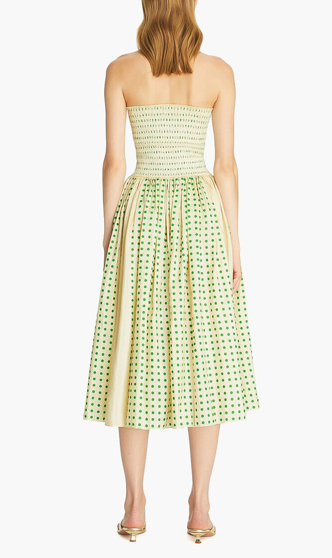 Printed Silk Strapless Dress