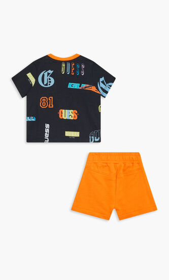 Logo Printed Cotton Set of T-shirt And Shorts