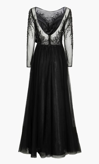 Long Sleeve Embellished Gown