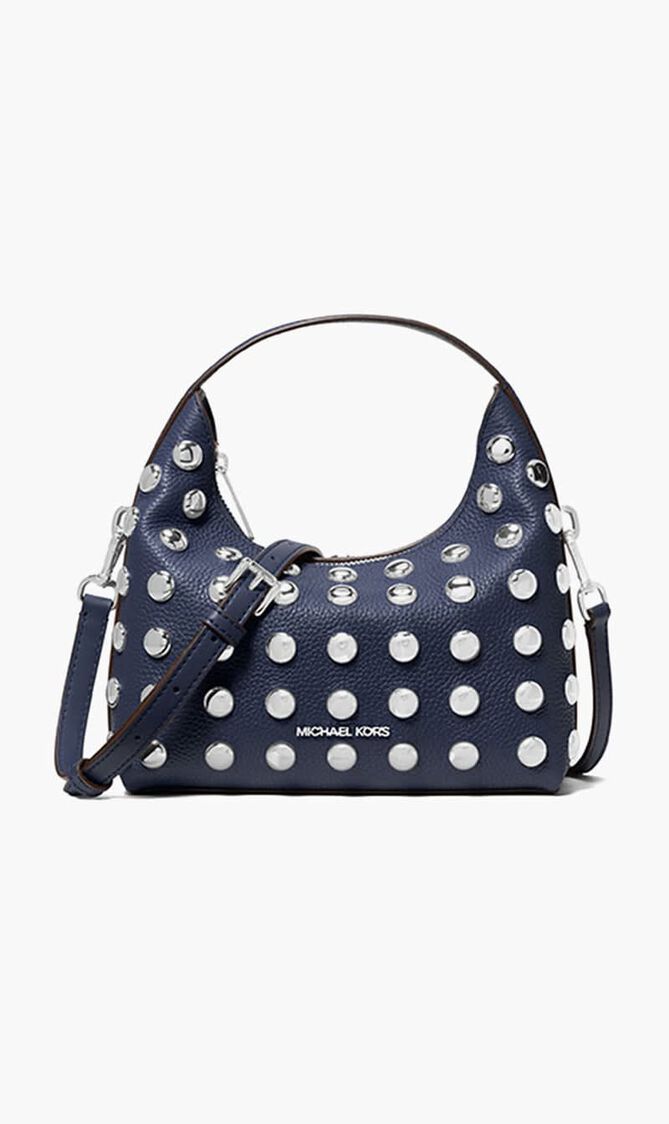 Ember Small Embellished Pebbled Leather Messenger Bag