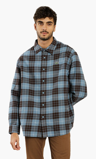 Lacoste L!VE Oversized Checkered Flannel Shirt