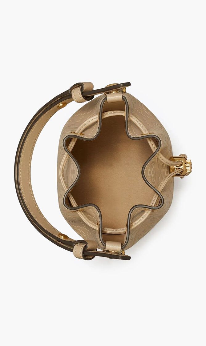 T Monogram Leather Mini Bucket Bag