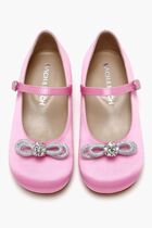 DOUBLE BOW PINK SATIN MINI BALLERINA